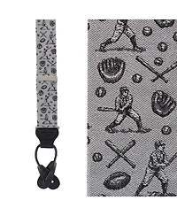 Trafalgar Men's Batter Up Novelty Baseball Silk Button End Suspenders