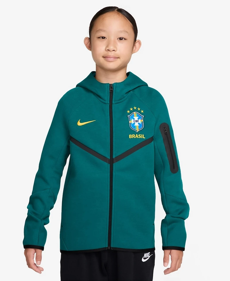 Nike Big Boys and Girls Green Brazil National Team Tech Fleece Full-Zip Hoodie