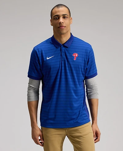 Nike Men's Royal Philadelphia Phillies Authentic Collection Striped Victory Dri-fit Polo Shirt