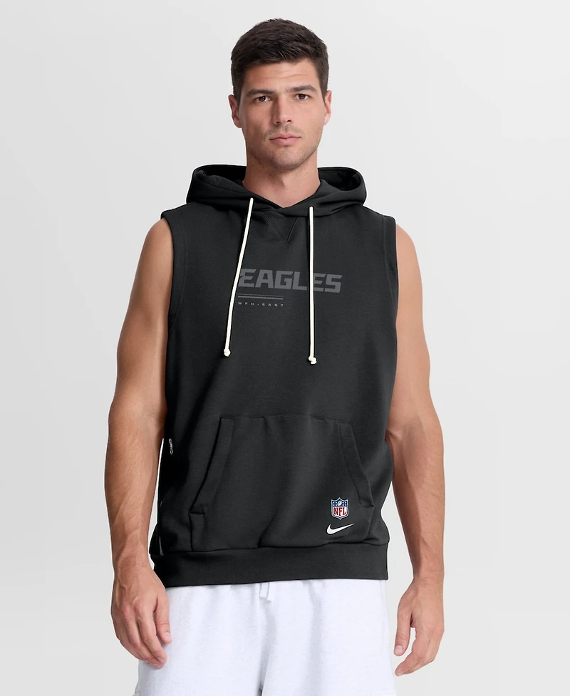 Nike Men's Black Philadelphia Eagles Sideline Standard Issue Dri-fit Sleeveless Hoodie