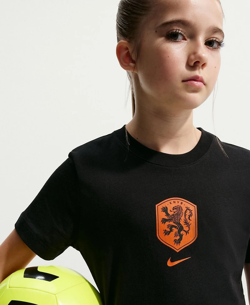 Nike Big Boys and Girls Black Netherlands National Team Crest T-Shirt
