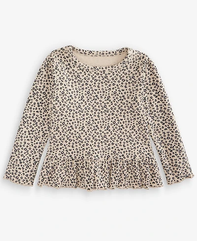 First Impressions Baby Girls' 3M-24M Mix & Match Long-Sleeve Leopard-Print Peplum Top, Macy's Exclusive
