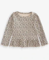 First Impressions Baby Girls' 3M-24M Mix & Match Long-Sleeve Leopard-Print Peplum Top, Macy's Exclusive