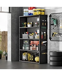 5-Shelf Heavy-Duty Adjustable Garage Storage Shelving with Side Pegboards
