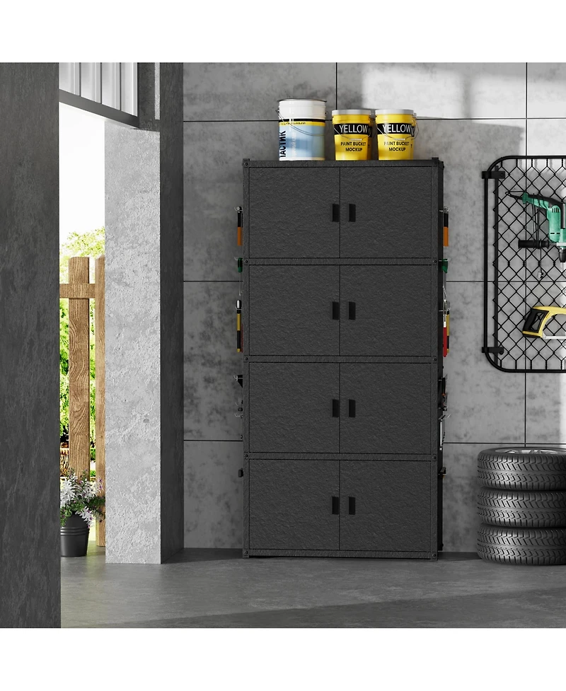 5-Shelf Heavy-Duty Garage Storage Cabinet Tower with Side Pegboards