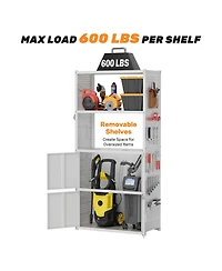 5-Shelf Heavy-Duty Garage Storage Shelving w/ Lower Cabinet and Side Pegboards, White (35 in. W x 71.1 in. H x 15.7 in. D