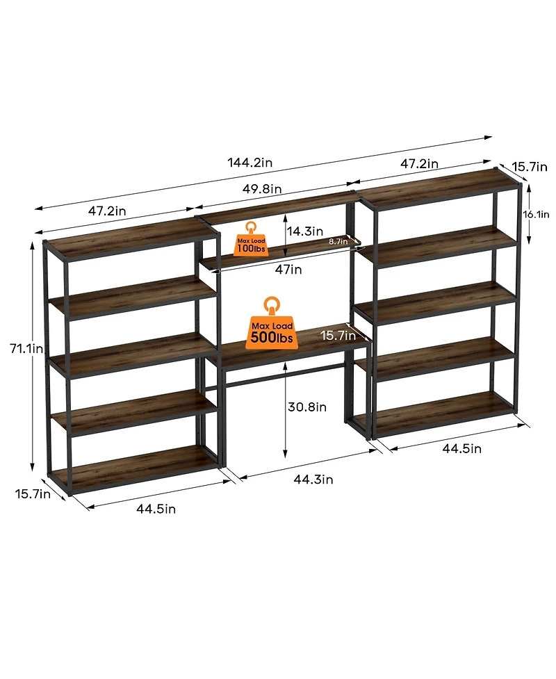 Heavy-Duty Wide Garage Storage and Workstation System, Black (144.2 in. W x 71.1 in. H x 15.7 in. D