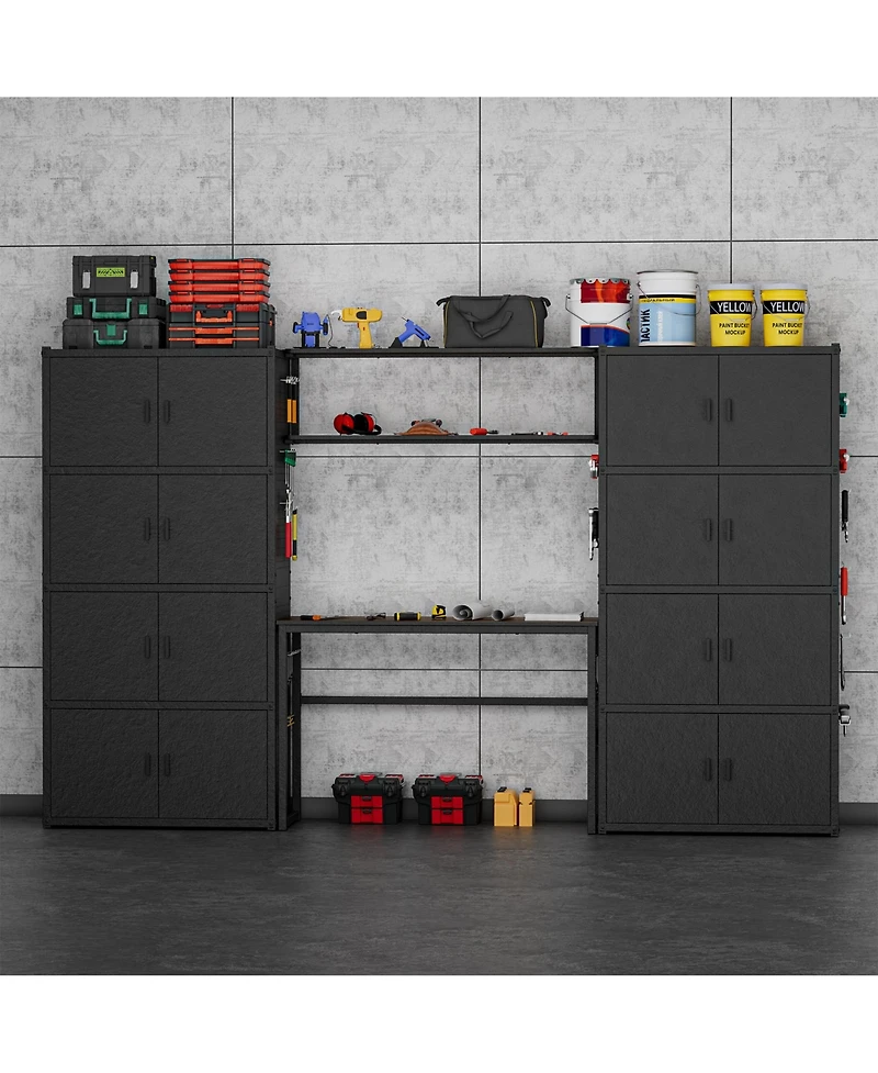 5-Shelf Heavy-Duty Garage Cabinet and Workstation System w/ Side Pegboards
