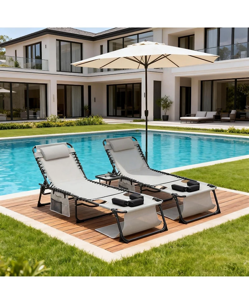 ECHTPeak Face Down Chaise Outdoor Recliner Chair, 5-Position Adjustable Sunbathing, with Faceand Arm Holes, for Pool, Beach, Patio, Lawn