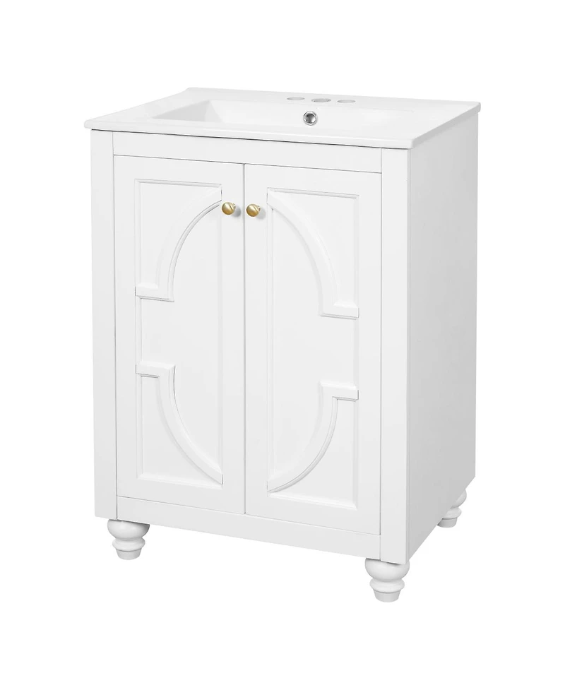 Sillysis Bathroom Vanity with Sink, Blue Freestanding Modern Cabinet, Soft Close Door, Adjustable Shelf for Small Spaces
