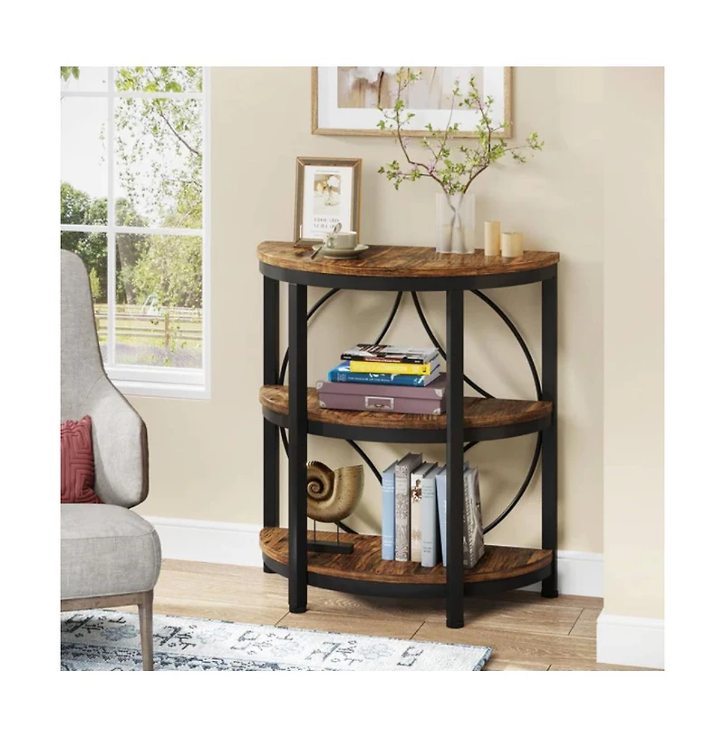 Slickblue 3 Tier Narrow End Table with Metal Frame for Living Room