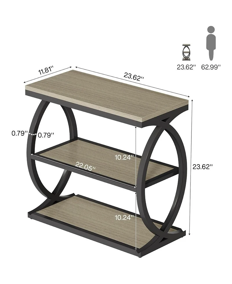 Slickblue 3-Tier Narrow Side Table with Storage for Living Room