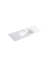 Sillysis 47.8 Inch Ceramic Bathroom Sink Top, Rectangular Vanity Basin, Smooth Easy-Clean Countertop for Single Vanity