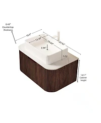 Sillysis Wall Mounted Bathroom Vanity with Ceramic Sink, Plywood Cabinet, Soft Close Drawer