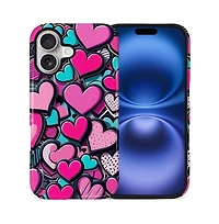 Gonez Case for iPhone 17, 2-in-1 Dual-Layer Shockproof Protection, Cute Heart Print Glossy