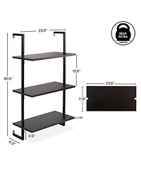 Madera Industrial -Shelf Wood Wall-Mounted Open Ladder Bookcase