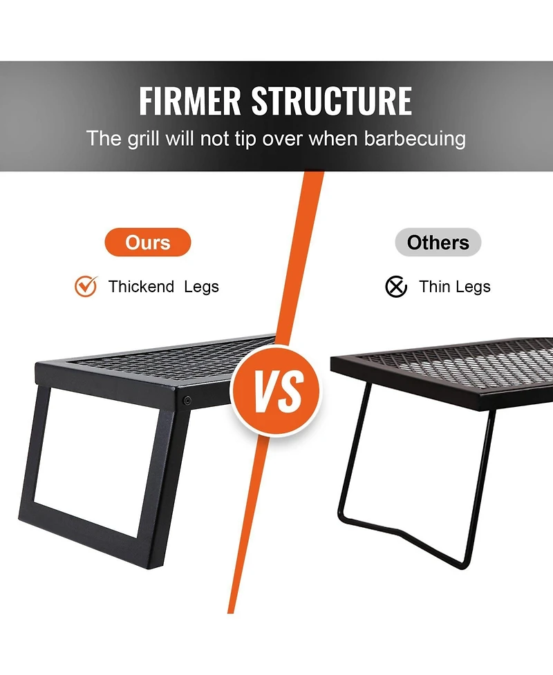 Cozito Folding Campfire Grill , Steel Mesh Grate with Legs and Carry Bag