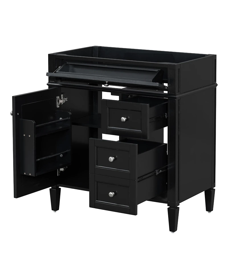 Busdays 30 Inch Modern Bathroom Storage Cabinet without Top Sink 2 Drawers and a Tip Out Drawer Basin Not Included