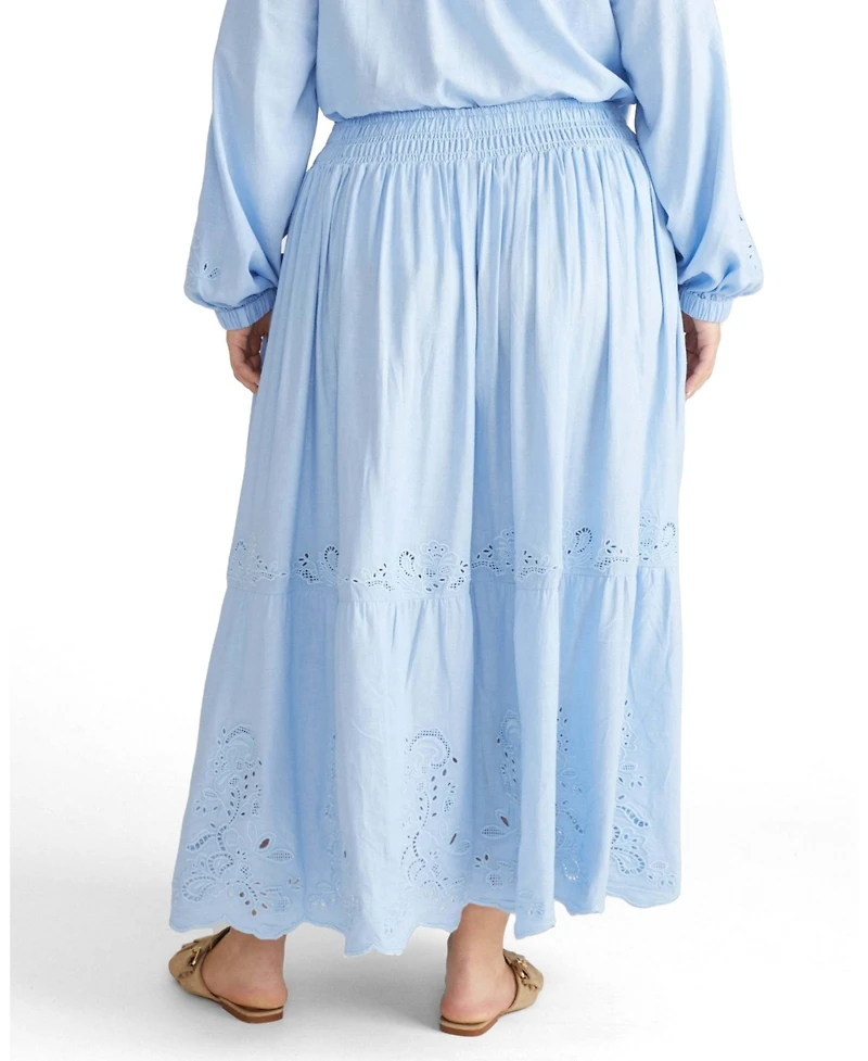Universal Standard Plus Tosca Embroidered Linen Maxi Skirt