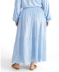 Universal Standard Plus Tosca Embroidered Linen Maxi Skirt