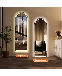 Phying Led Full Length Mirror Dimmable High Definition Explosion Proof Standing Wall Mounted Lighted Mirror for Makeup Studio Home Decor