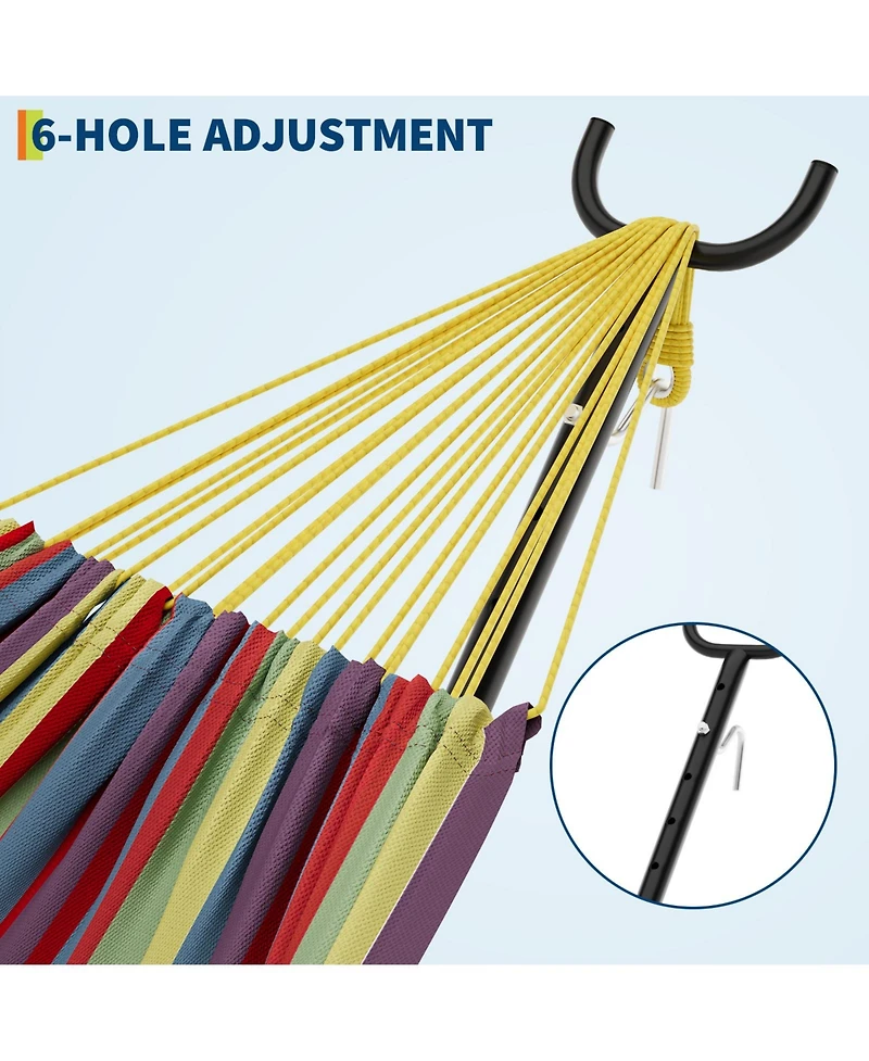 GarveeLife Heavy Duty Double Hammock with Steel Stand - 2 Person Outdoor Hammock, Portable, Space-Saving, 450 lbs Capacity, with Carry Bag