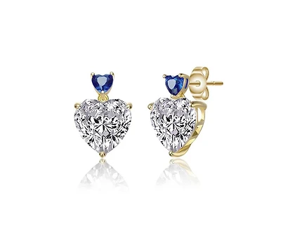 Rachel Glauber Dainty 14K Gold Plated Cz Heart Earrings