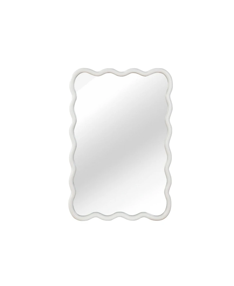 Phying Wavy Rectangle Decorative Wall Mirror Solid Wood Framed Hanging Mirror for Home Bedroom Bathroom Entryway Living Room