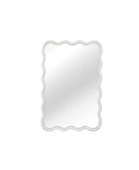 Phying Wavy Rectangle Decorative Wall Mirror Solid Wood Framed Hanging Mirror for Home Bedroom Bathroom Entryway Living Room