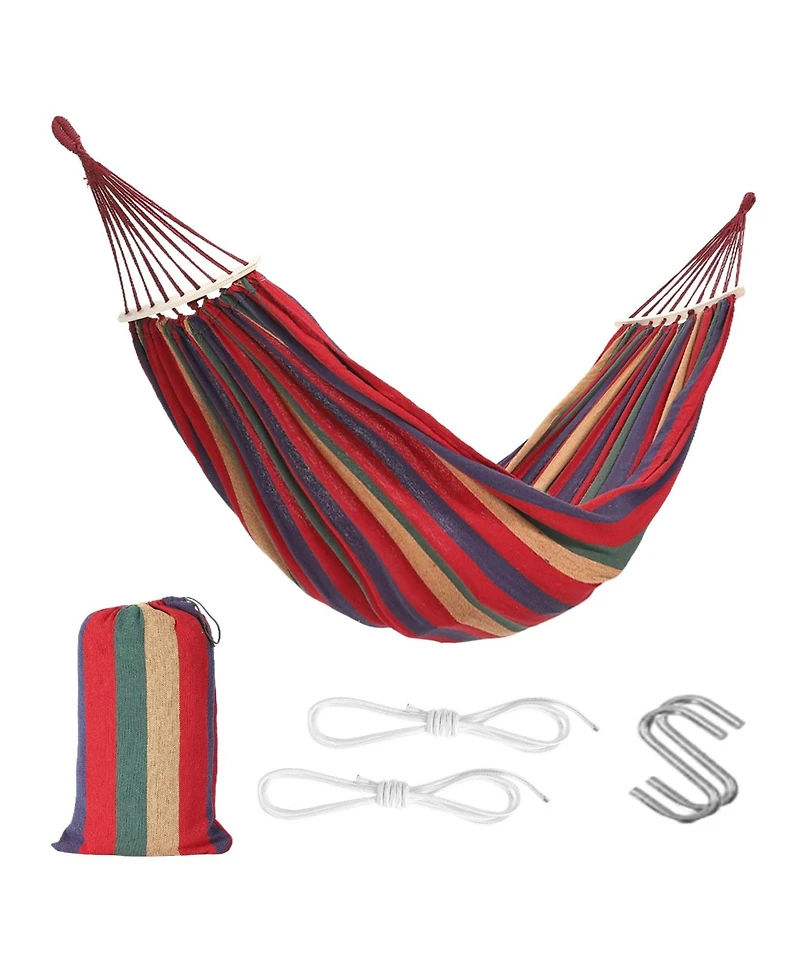 GarveeLife Portable Double Camping Hammock with Tree Straps and Anti-Roll Balance Beam - 500lbs Capacity - Ideal for Patio, Backyard
