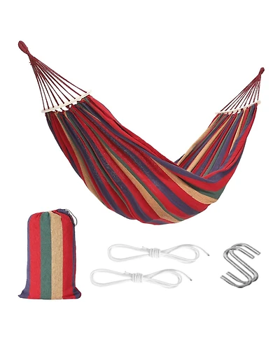 GarveeLife Portable Double Camping Hammock with Tree Straps and Anti-Roll Balance Beam - 500lbs Capacity - Ideal for Patio, Backyard
