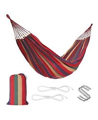 GarveeLife Portable Double Camping Hammock with Tree Straps and Anti-Roll Balance Beam - 500lbs Capacity - Ideal for Patio, Backyard