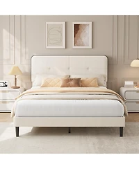 homfan Bed Frame Upholstered Platform with Adjustable Headboard Velvet Metal Support No Box Spring Needed