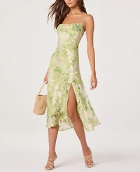 Astr the Label Women's Gaia Printed Cowl Neck Sleeveless Midi Dress
