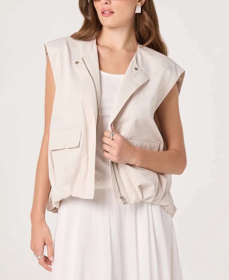 Astr the Label Women's Radley Band Collar Sleeveless Cargo Vest Jacket