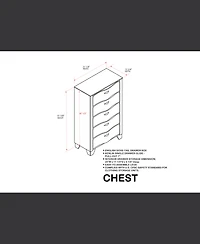 Kings Brand Furniture Engineered Wood and Contemporary Design Brielle 5-Drawer Chest