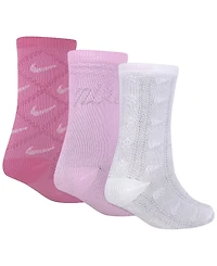 Nike Girls' 4-7 Textured Lattice Crew Socks, 3-Pack