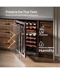 Ca'Lefort 24 Inch 52 Bottle Wine Cooler Refrigerator, 40-65degree(s)F Dual Zone Wine Refrigerator,3 Led Built-in for Home/Bar (5.65 Cubic Feet)