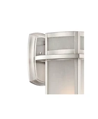 Possini Euro Design Delevan Modern Outdoor Wall Lights Fixture Set of 2 Brushed Nickel Frosted Seedy Glass for Post Exterior Barn Deck House