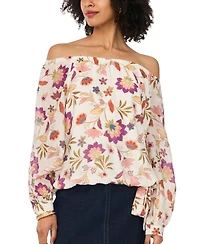 Vince Camuto Women's Printed Off-The-Shoulder Long-Sleeve Top