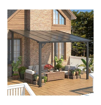 gaomon 10 x 20 Feet Wall-Mounted Hardtop Gazebo with Sloped Roof and Gutters for Patio, Deck, Porch or Backyard