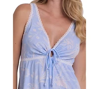 Miss Elaine Women's Sleeveless Printed Long Nightgown