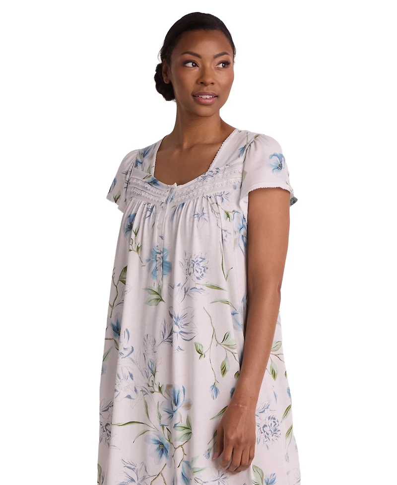 Miss Elaine Women's Short-Sleeve Square Neck Long Gown