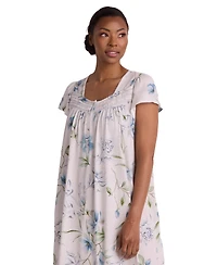 Miss Elaine Women's Short-Sleeve Square Neck Long Gown