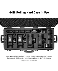 Westcott 4418 Waterproof Rolling Hard Case with Laser-Cut Foam for 4x FJ400 and FJ800 Strobe