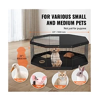 Ruie Foldable 8 Panel Metal Dog Playpen 24 in Pet Exercise Pen Indoor Outdoor
