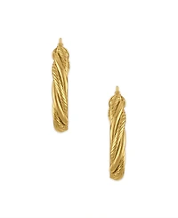 Macy's Polished & Textured Twist Hoop Earrings in 10k Yellow Gold