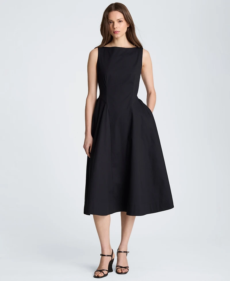 Kenneth Cole Women's Sleeveless Boat Neck Midi Dress