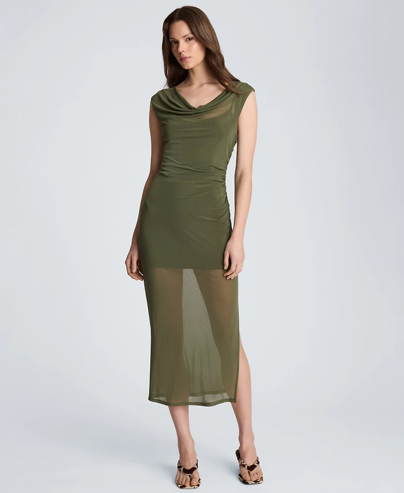 Kenneth Cole Women's Sleeveless Cowl Neck Midi Dress