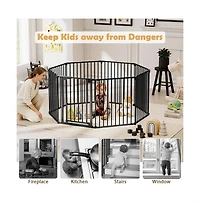 Ruie 8-Panel Extra Wide Pet Safety Gate Adjustable Auto-Close Door
